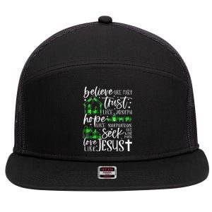 Believe Like Mary Trust Like Joseph Hope Like Christmas Xmas 7 Panel Mesh Trucker Snapback Hat