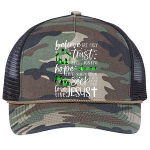 Believe Like Mary Trust Like Joseph Hope Like Christmas Xmas Retro Rope Trucker Hat Cap