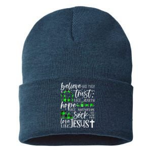 Believe Like Mary Trust Like Joseph Hope Like Christmas Xmas Sustainable Knit Beanie