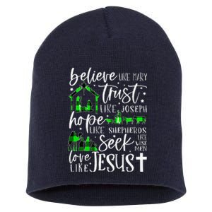 Believe Like Mary Trust Like Joseph Hope Like Christmas Xmas Short Acrylic Beanie