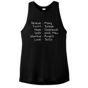 Believe Like Mary And Trust Like Joseph Christmas Image Ladies PosiCharge Tri-Blend Wicking Tank