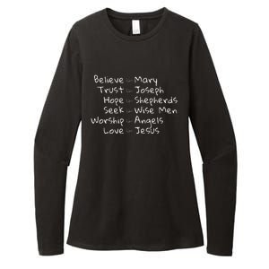 Believe Like Mary And Trust Like Joseph Christmas Image Womens CVC Long Sleeve Shirt