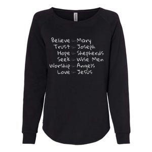 Believe Like Mary And Trust Like Joseph Christmas Image Womens California Wash Sweatshirt