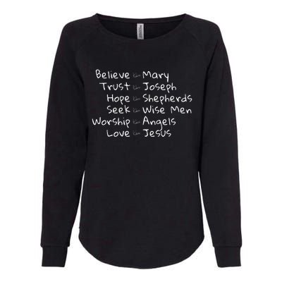 Believe Like Mary And Trust Like Joseph Christmas Image Womens California Wash Sweatshirt