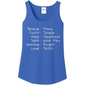 Believe Like Mary And Trust Like Joseph Christmas Image Ladies Essential Tank