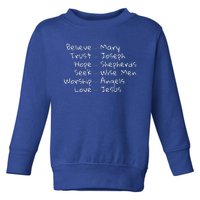 Believe Like Mary And Trust Like Joseph Christmas Image Toddler Sweatshirt