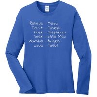 Believe Like Mary And Trust Like Joseph Christmas Image Ladies Long Sleeve Shirt