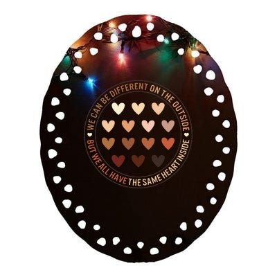 Black Lives Matter Different Outside Same Heart Inside Black Ceramic Oval Ornament