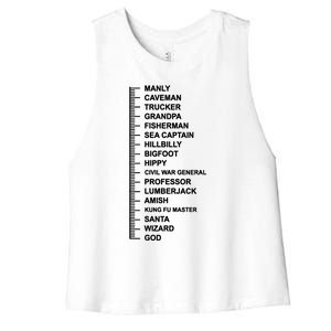 Beard Length Measuring Funny Women's Racerback Cropped Tank