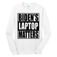 Bidens Laptop Matters Funny Anti Joe Biden Political Gift Tall Long Sleeve T-Shirt