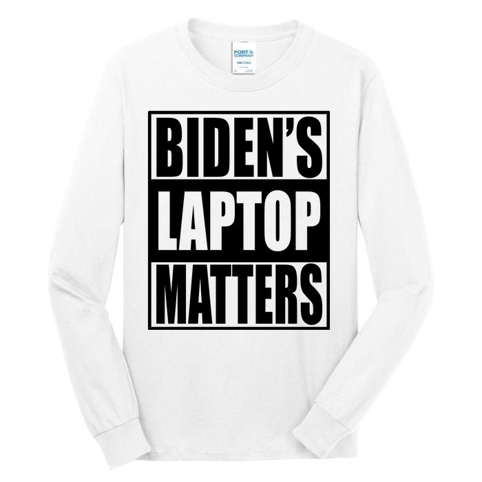 Bidens Laptop Matters Funny Anti Joe Biden Political Gift Tall Long Sleeve T-Shirt