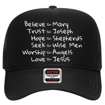 Believe Like Mary And Trust Like Joseph Christmas Trucker Hat
