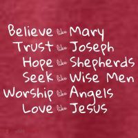 Believe Like Mary And Trust Like Joseph Christmas Womens T-Shirt