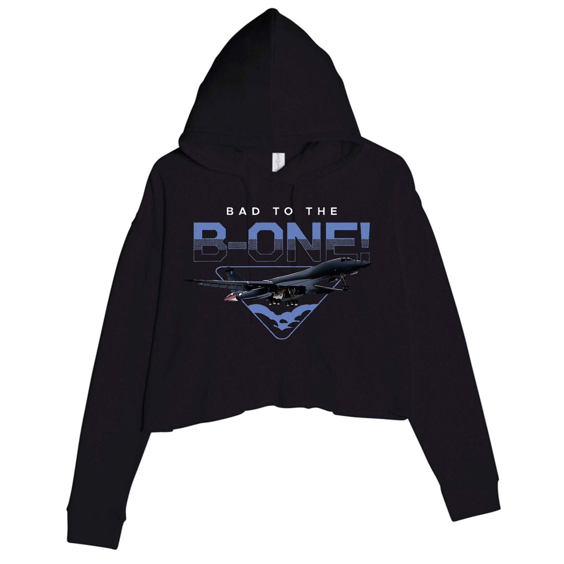 B1 Lancer Military Jet Bomber Airplane Crop Fleece Hoodie