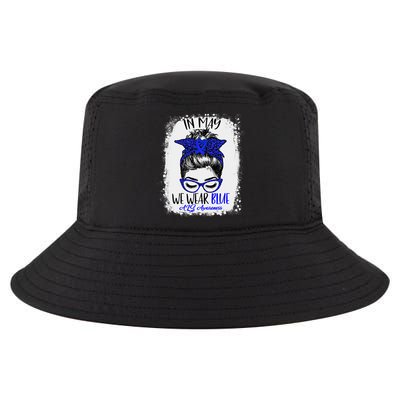 Bleached Leopard Messy Bun In May We Wear Blue ALS Awareness Cool Comfort Performance Bucket Hat