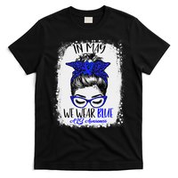 Bleached Leopard Messy Bun In May We Wear Blue ALS Awareness T-Shirt