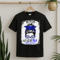 Bleached Leopard Messy Bun In May We Wear Blue ALS Awareness T-Shirt