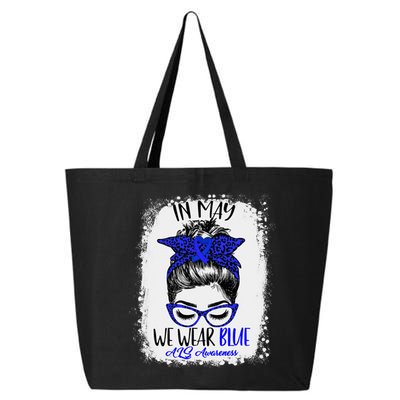 Bleached Leopard Messy Bun In May We Wear Blue ALS Awareness 25L Jumbo Tote