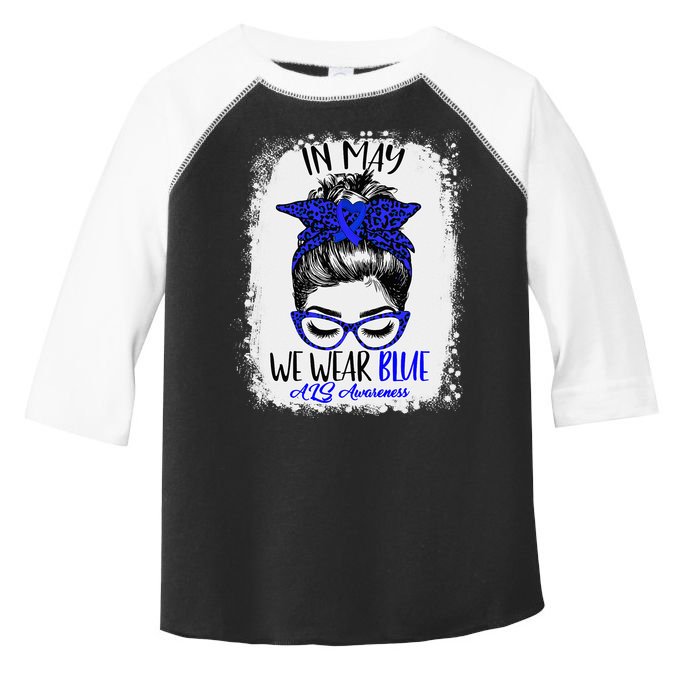 Bleached Leopard Messy Bun In May We Wear Blue ALS Awareness Toddler Fine Jersey T-Shirt