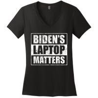 Biden's Laptop Matters Funny Anti Democrat Pro Trump 2020 Women's V-Neck T-Shirt