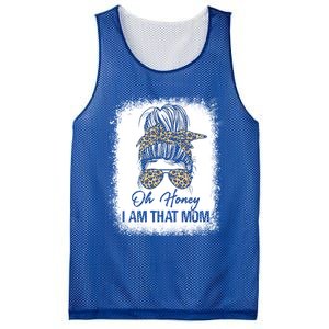 Bleached Leopard Messy Bun Oh Honey I Am That Mom Fumny Great Gift Mesh Reversible Basketball Jersey Tank