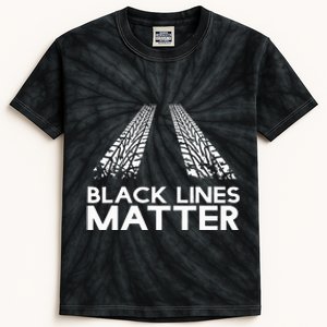 Black Lines Matter! Drift Car Guys Funny Racing Gift Idea Kids Tie-Dye T-Shirt