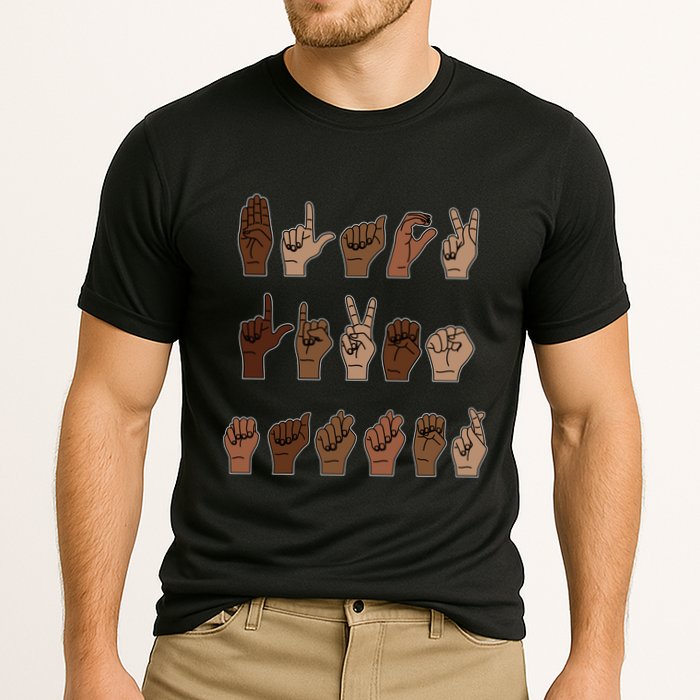 Black Lives Matter Asl Sign Language Hand Signs Deaf And Mute Meaningful Gift Cooling Performance Crew T-Shirt