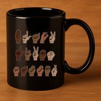 Black Lives Matter Asl Sign Language Hand Signs Deaf And Mute Meaningful Gift 11oz C Handle Ceramic Mug