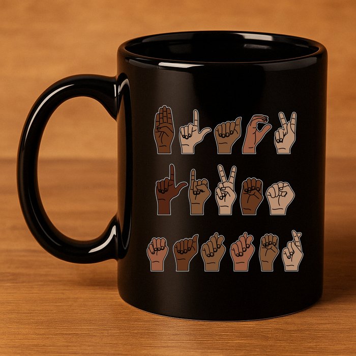 Black Lives Matter Asl Sign Language Hand Signs Deaf And Mute Meaningful Gift 11oz C Handle Ceramic Mug