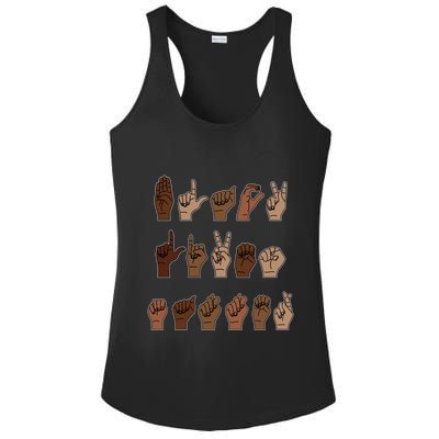 Black Lives Matter Asl Sign Language Hand Signs Deaf And Mute Meaningful Gift Ladies PosiCharge Competitor Racerback Tank