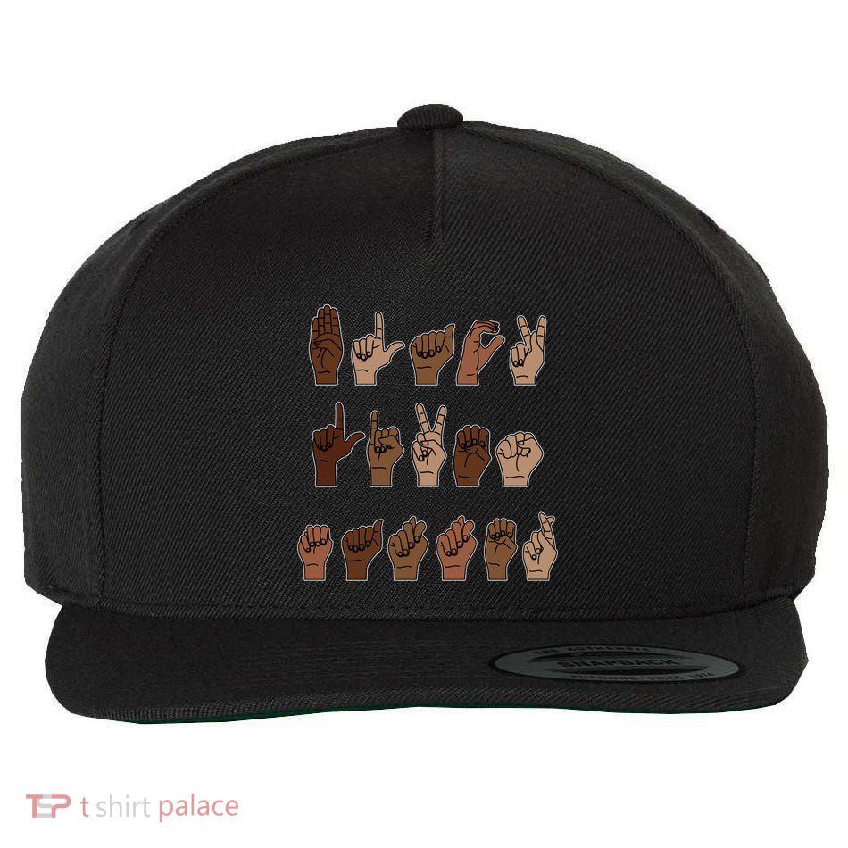 Black Lives Matter Asl Sign Language Hand Signs Deaf And Mute Meaningful Gift Wool Snapback Cap
