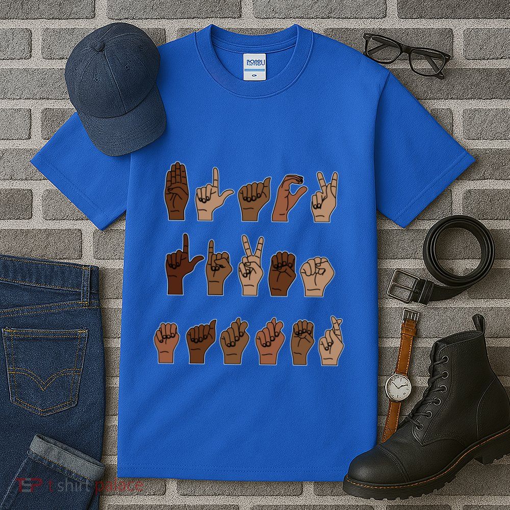 Black Lives Matter Asl Sign Language Hand Signs Deaf And Mute Meaningful Gift Tall T-Shirt
