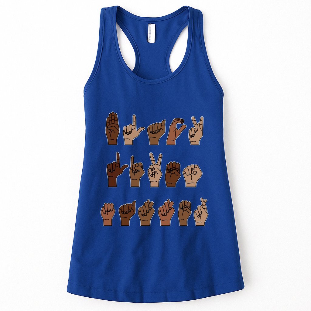 Black Lives Matter Asl Sign Language Hand Signs Deaf And Mute Meaningful Gift Womens Tank Top