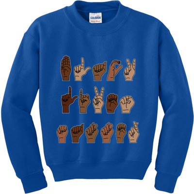 Black Lives Matter Asl Sign Language Hand Signs Deaf And Mute Meaningful Gift Kids Sweatshirt