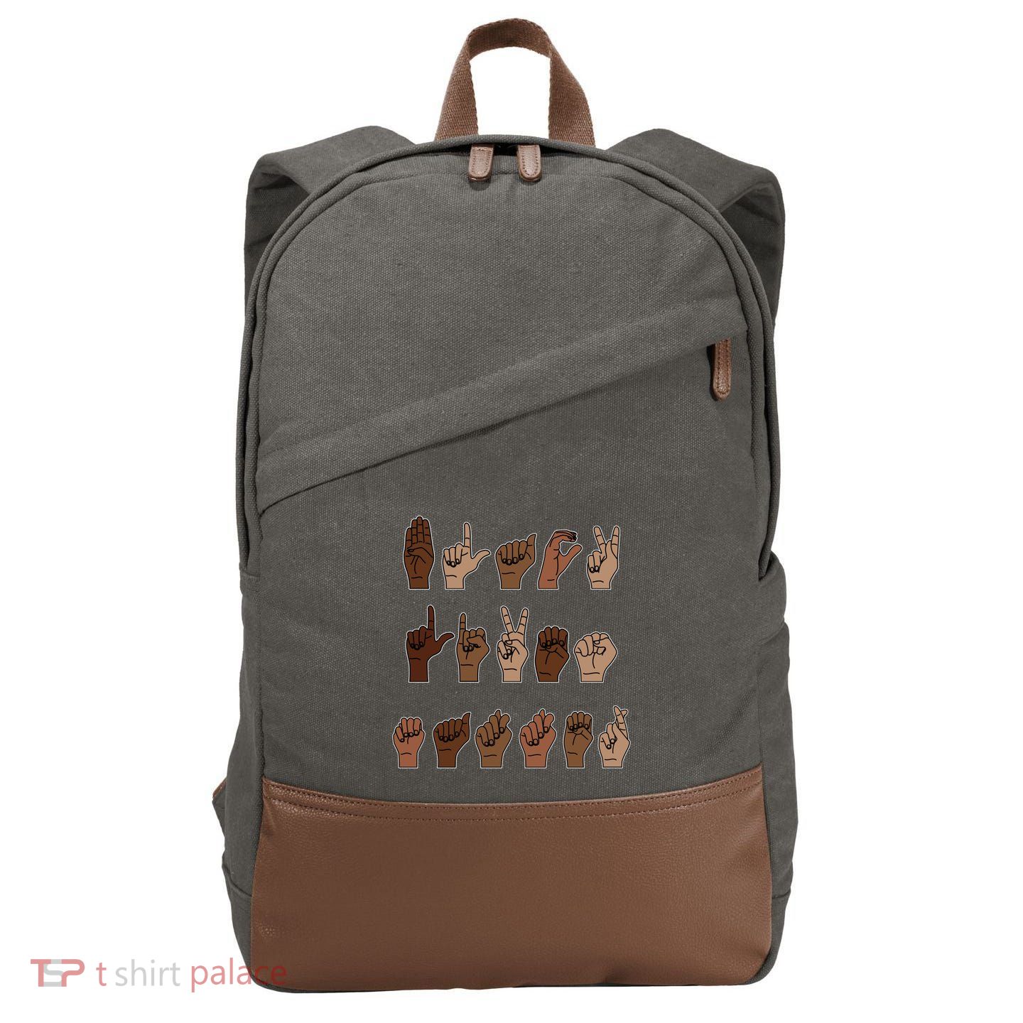 Black Lives Matter Asl Sign Language Hand Signs Deaf And Mute Meaningful Gift Cotton Canvas Backpack