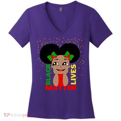 Black Lives Matter African American Cute Pride Women's V-Neck T-Shirt
