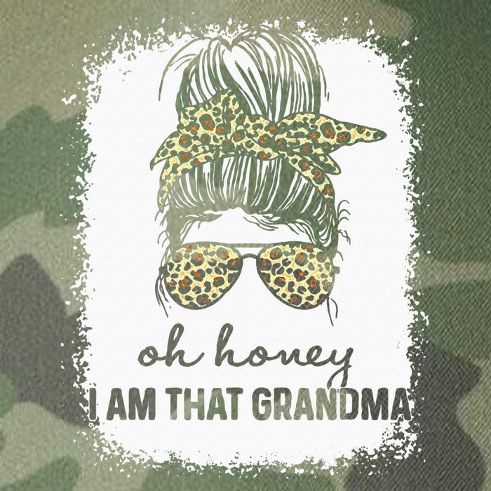 Bleached Leopard Messy Bun Oh Honey I Am That Grandma Funny Legacy Tie Dye Trucker Hat