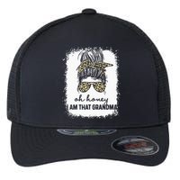 Bleached Leopard Messy Bun Oh Honey I Am That Grandma Funny Flexfit Unipanel Trucker Cap
