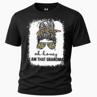 Bleached Leopard Messy Bun Oh Honey I Am That Grandma Funny Performance Shirt