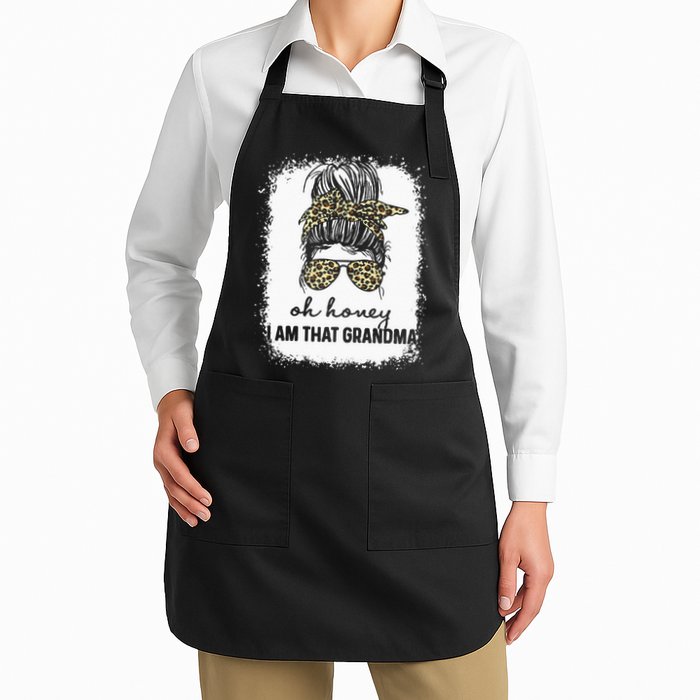 Bleached Leopard Messy Bun Oh Honey I Am That Grandma Funny Apron