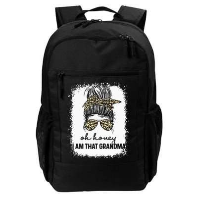 Bleached Leopard Messy Bun Oh Honey I Am That Grandma Funny Backpack