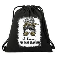 Bleached Leopard Messy Bun Oh Honey I Am That Grandma Funny Drawstring Bag