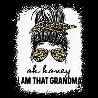 Bleached Leopard Messy Bun Oh Honey I Am That Grandma Funny Drawstring Bag