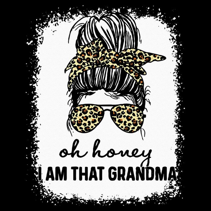 Bleached Leopard Messy Bun Oh Honey I Am That Grandma Funny Drawstring Bag