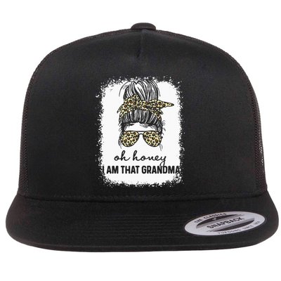 Bleached Leopard Messy Bun Oh Honey I Am That Grandma Funny Flatbill Hat