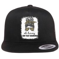Bleached Leopard Messy Bun Oh Honey I Am That Grandma Funny Flat Bill Trucker Hat