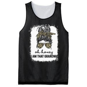 Bleached Leopard Messy Bun Oh Honey I Am That Grandma Funny Mesh Reversible Basketball Jersey Tank