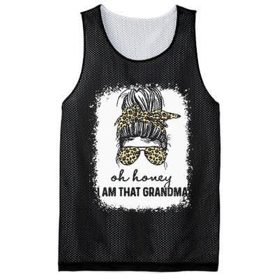 Bleached Leopard Messy Bun Oh Honey I Am That Grandma Funny Mesh Reversible Basketball Jersey Tank