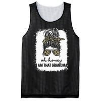 Bleached Leopard Messy Bun Oh Honey I Am That Grandma Funny Mesh Reversible Basketball Jersey Tank