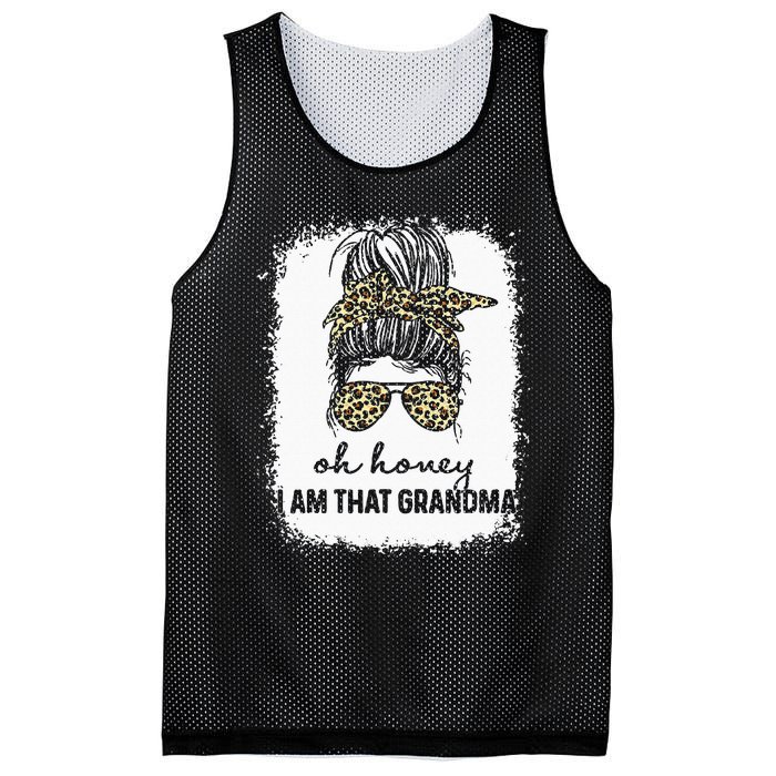 Bleached Leopard Messy Bun Oh Honey I Am That Grandma Funny Mesh Reversible Basketball Jersey Tank